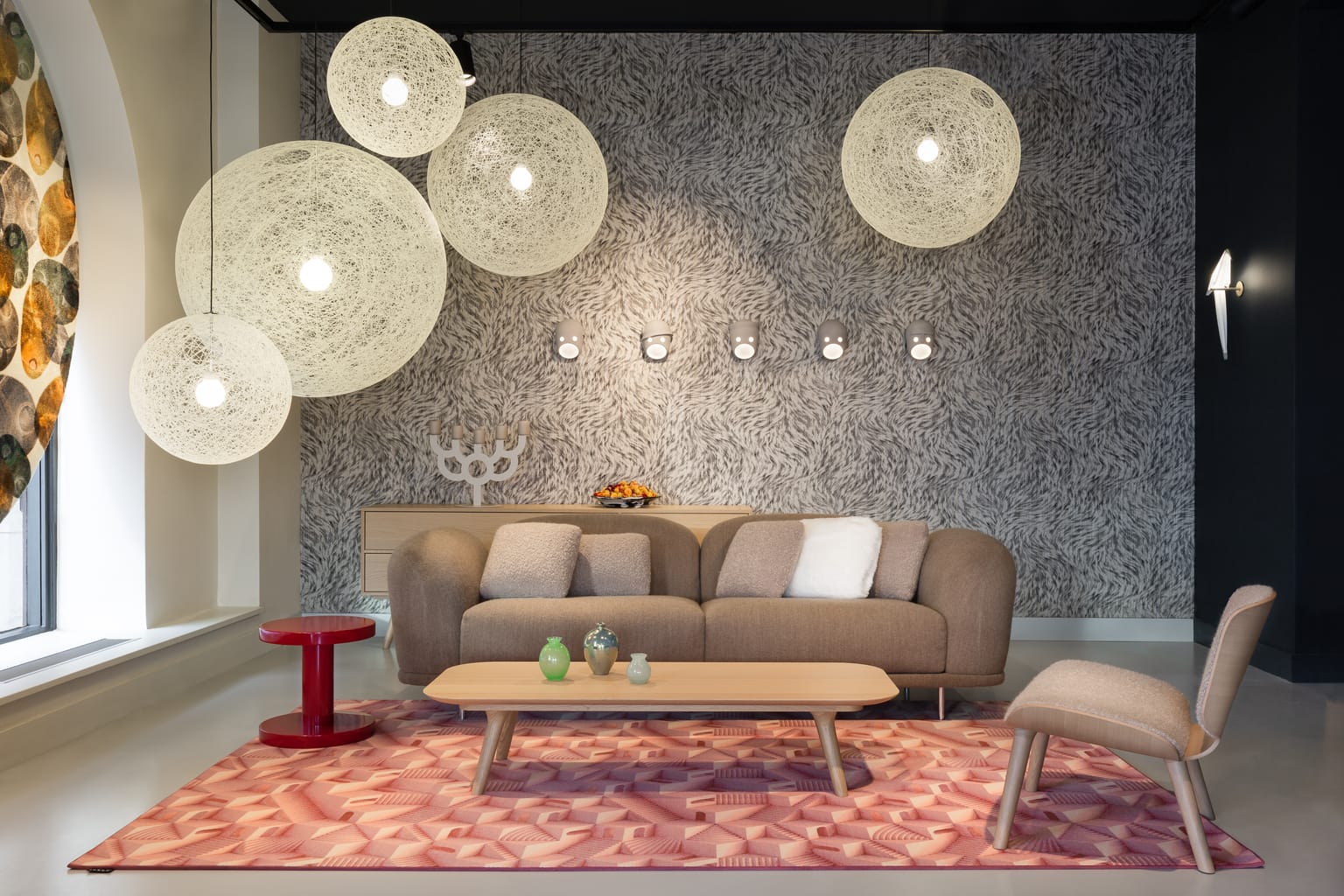 Interior of Stockholm Showroom with Random Light suspension and Cloud Sofa