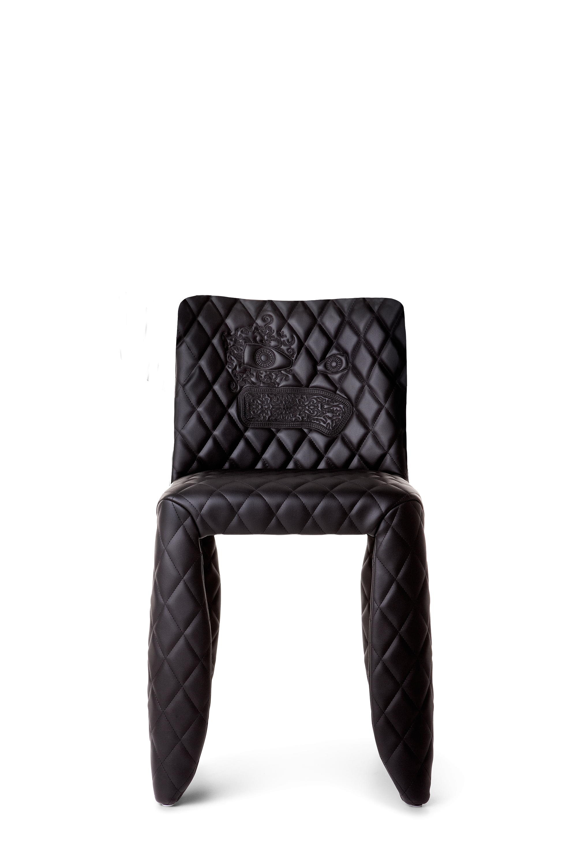 Monster Chair with face black leather front side