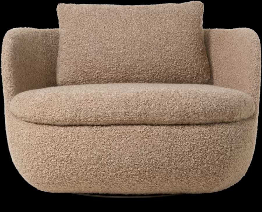 Bart Armchair Swivel Blushing Sloth wooly fabric
