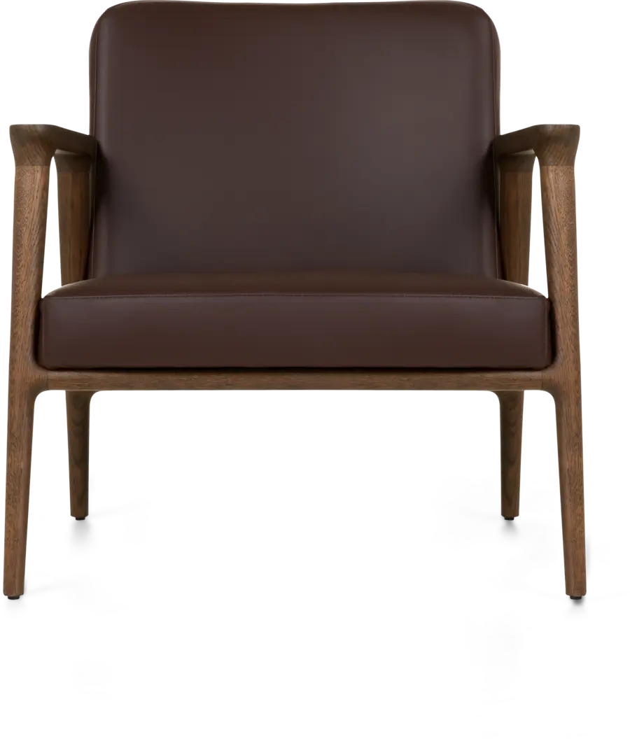 Zio Lounge Chair Spectrum brown with cinnamon legs front view